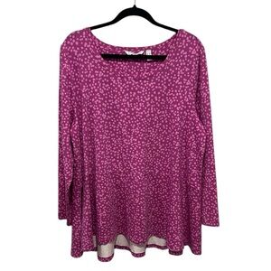 Issac Mizrahi live pink dot long sleeve tunic top size XL